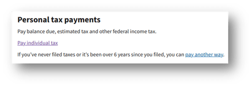 IRS Direct Pay - personal tax payments