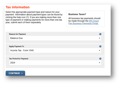 IRS Direct Pay - tax information 2024