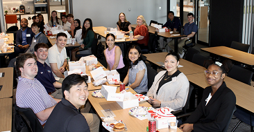 students and staff enjoying lunch