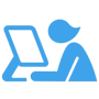 Woman at computer icon