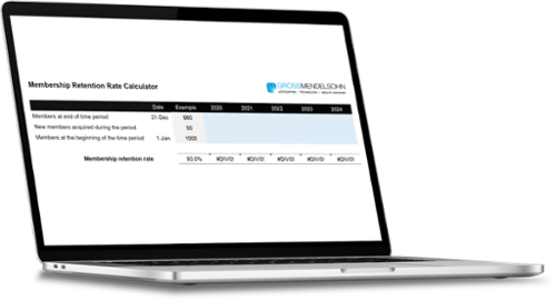 membership retention calculator for associations on laptop