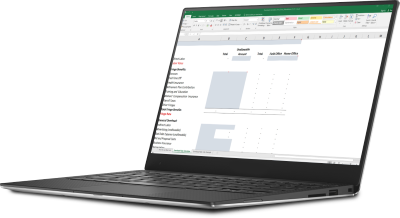 FAR overhead rate calculator on laptop