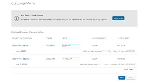 Bill.com Vendor Payment