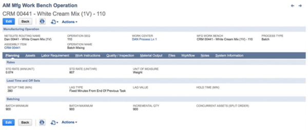 NetSuite manufacturing workbench