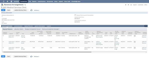 NetSuite revenue arrangement