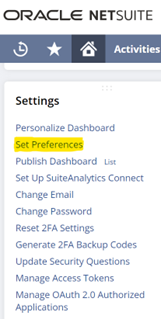Set Preferences