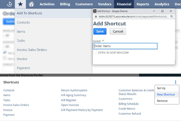 Shortcuts Menu 2