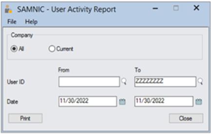 sage user activity