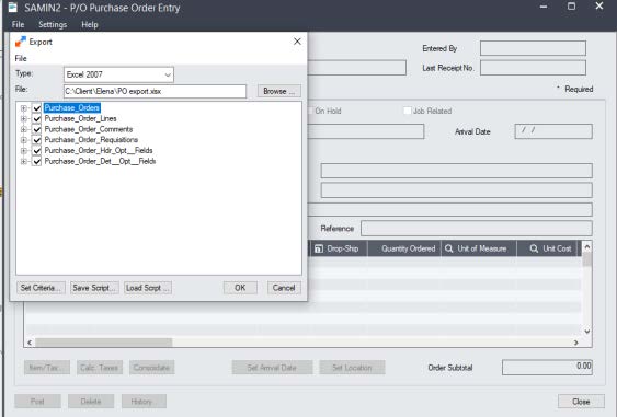 Generating Import Template - Sage 300